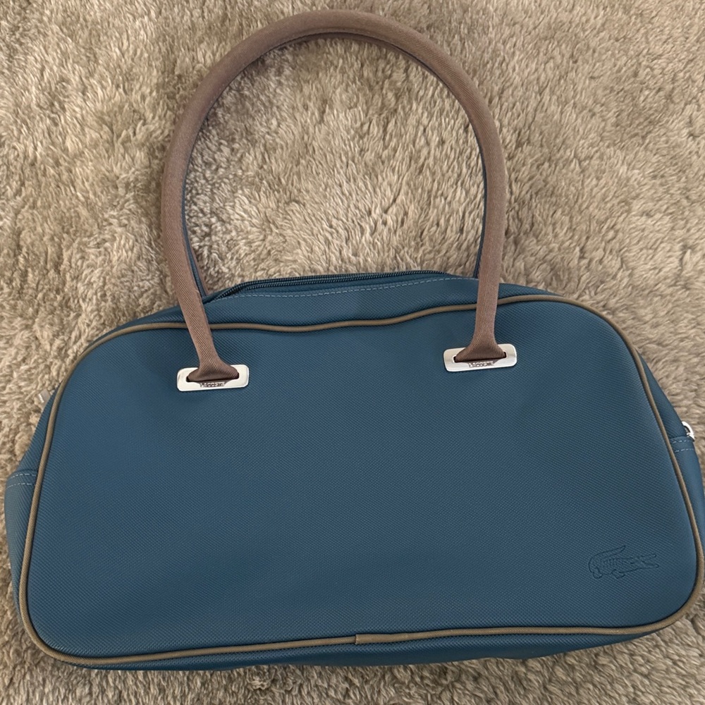 Lacoste Teal and Brown Shoulder Bag